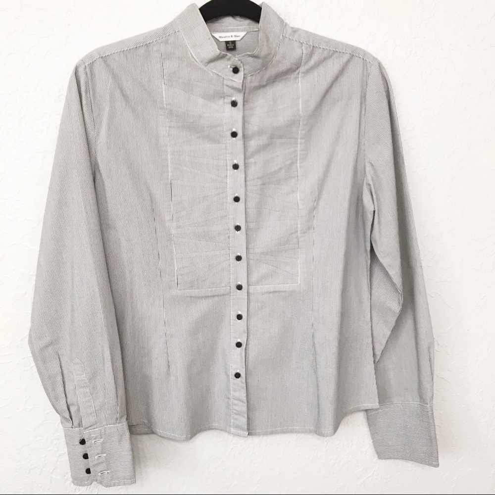 Rivette & Blair Tuxedo Style Long Sleeve Blouse